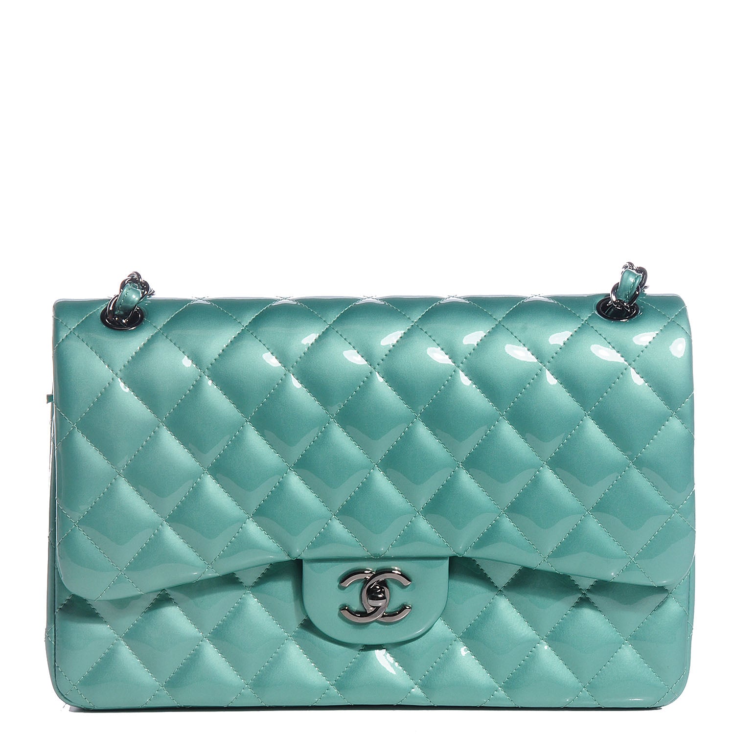 Chanel Patent Jumbo Double Flap Green 1 of 18