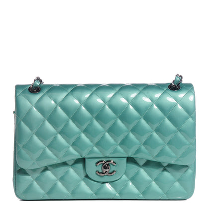 Chanel Patent Jumbo Double Flap Green 1 of 18