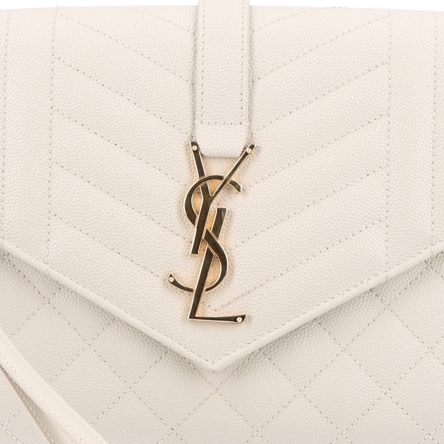 Grain De Poudre Textured Mixed Matelasse Triquilt Monogram Clutch Crema Soft