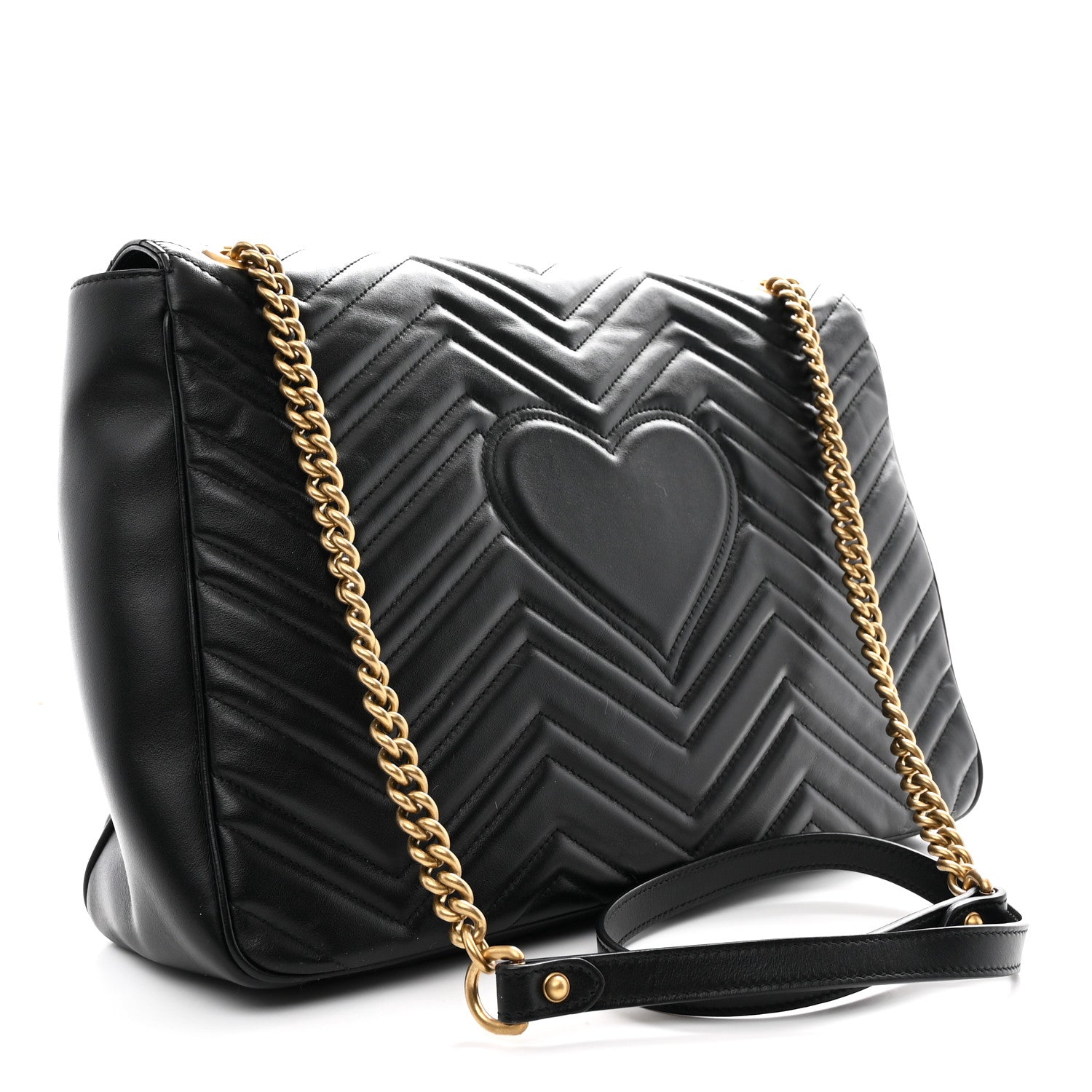 Gucci Calfskin Matelasse Large GG Marmont Shoulder Bag Black 3 of 10