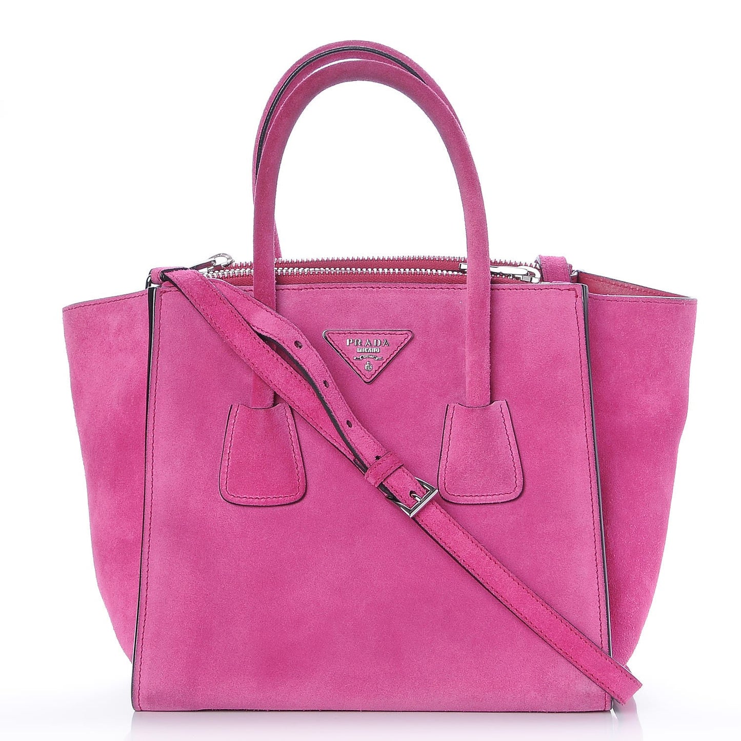 Scamosciato Suede Twin Pocket Tote Fuxia