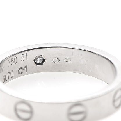 Cartier 18K White Gold Diamond 4mm LOVE Wedding Band Ring 51 5.75 5 of 5