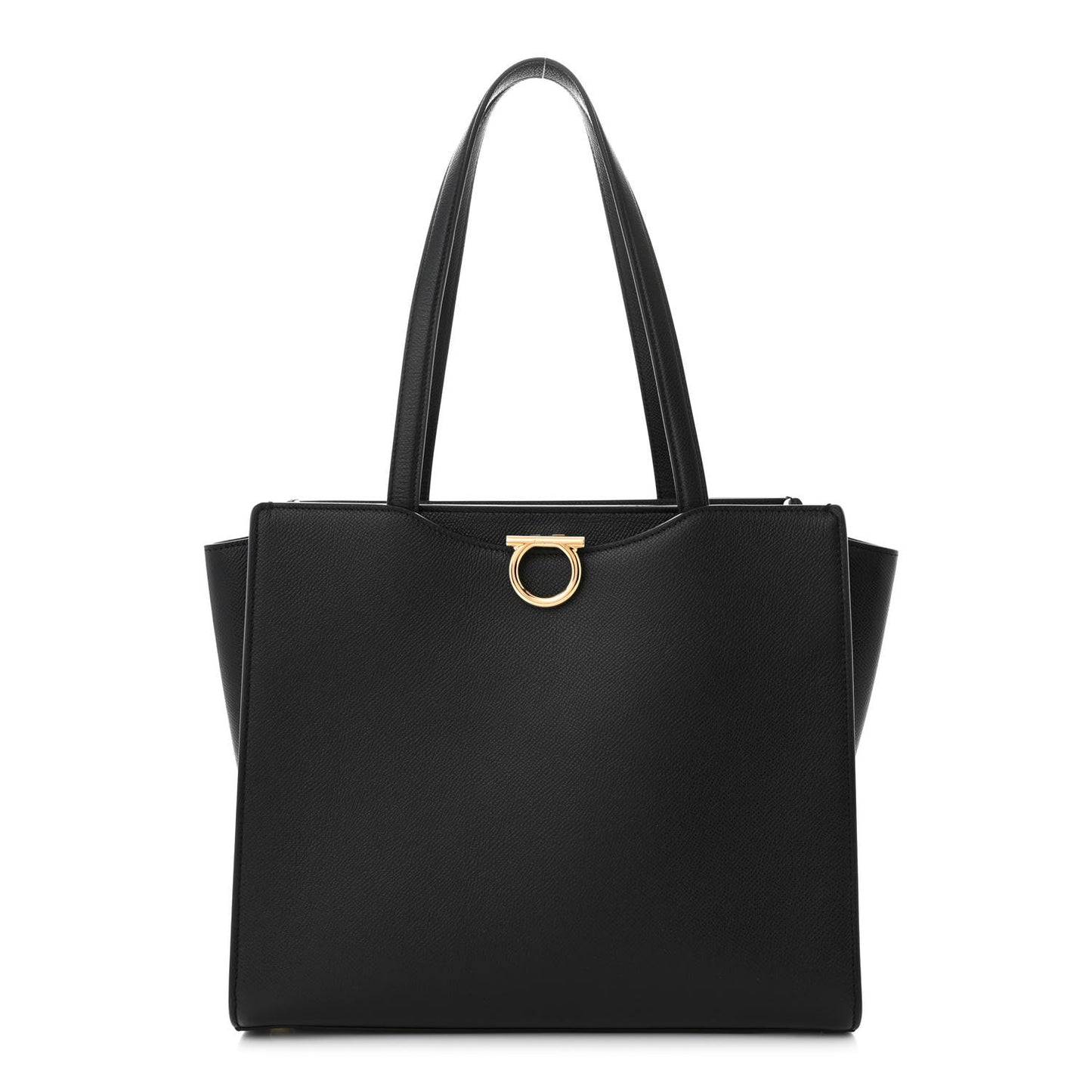 Grainy Calfskin Gemini Tote Black
