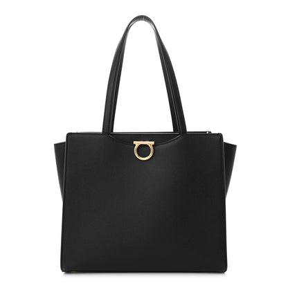 Salvatore Ferragamo Grainy Calfskin Gemini Tote Black 1 of 11