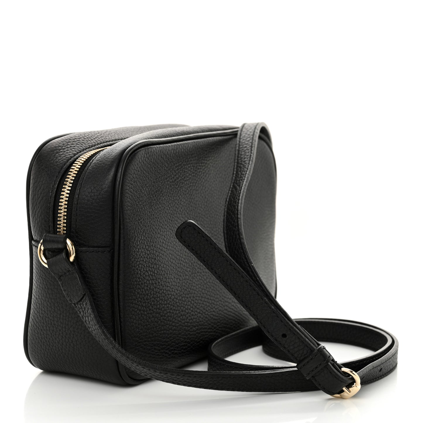 Pebbled Calfskin Small Soho Disco Bag Black