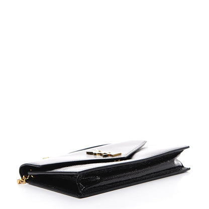 Saint Laurent Textured Patent Monogram Envelope Chain Wallet Black 3 of 10