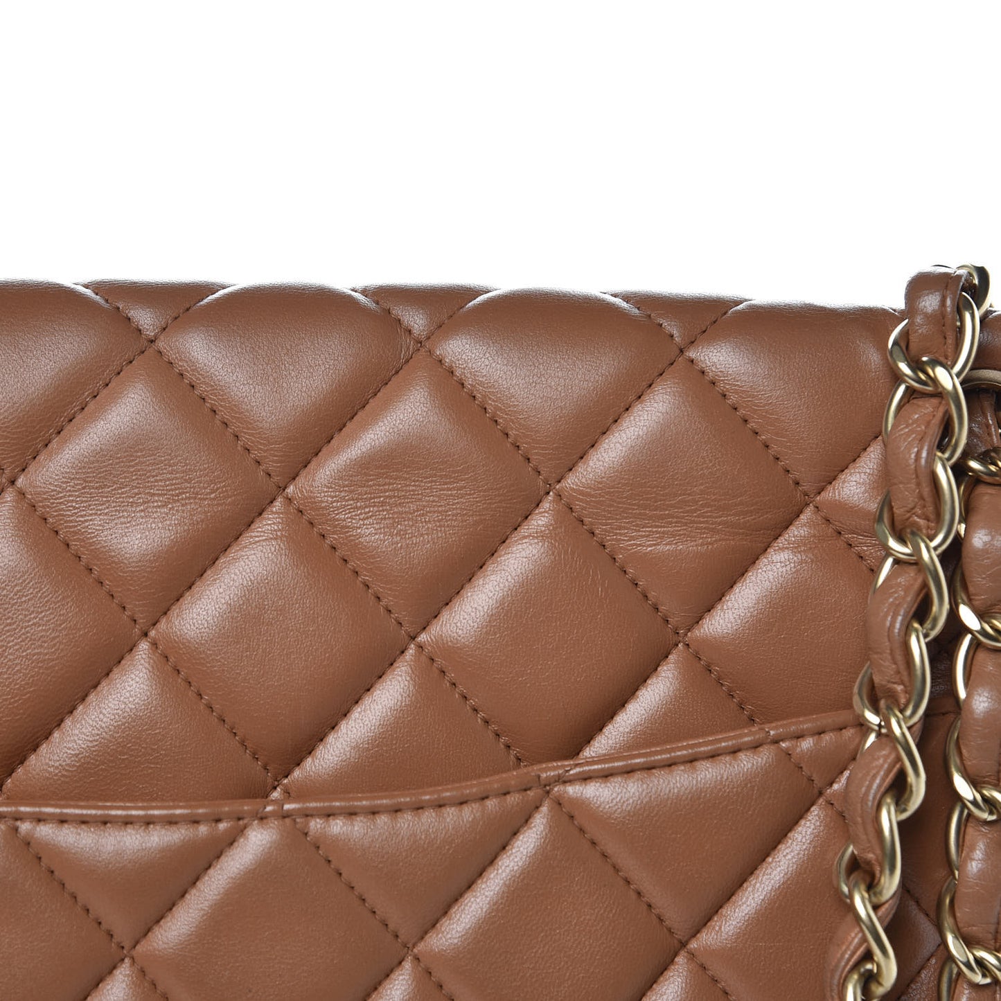 Lambskin Quilted Maxi Single Flap Dark Beige