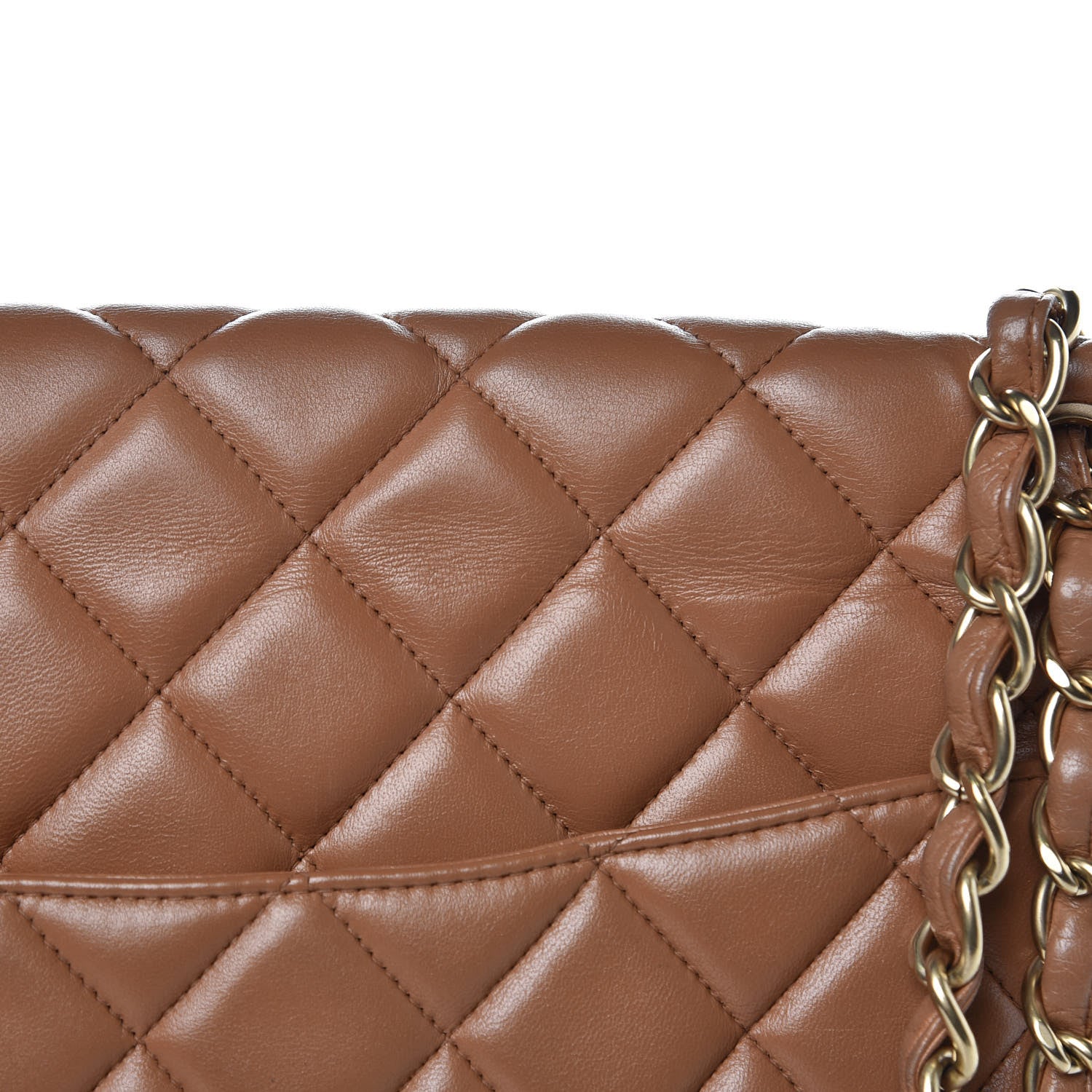 Chanel Lambskin Quilted Maxi Single Flap Dark Beige 15 of 17