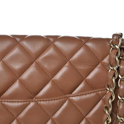 Chanel Lambskin Quilted Maxi Single Flap Dark Beige 15 of 17