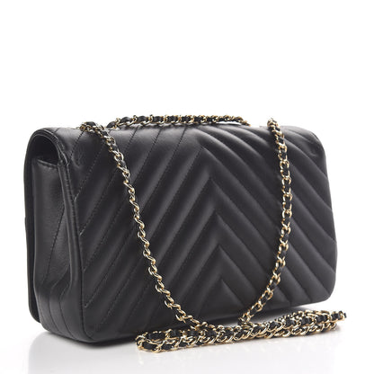 Chanel Calfskin Chevron Quilted Statement Flap Black 3 of 11