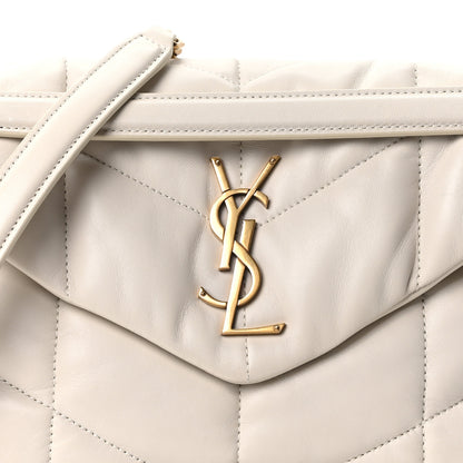 Saint Laurent Lambskin Quilted Small Loulou Puffer Monogram Chain Satchel Blanc Vintage 8 of 11