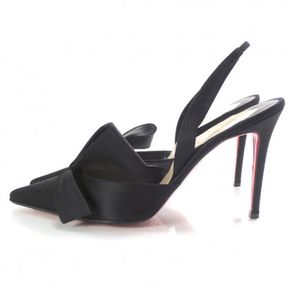 Christian Louboutin Satin Bow Slingback Pumps 39.5 Black 2 of 8