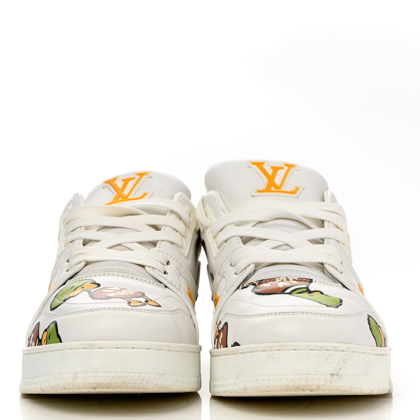 X NIGO Calfskin Printed Monogram LV Trainer Sneakers 7.5 White