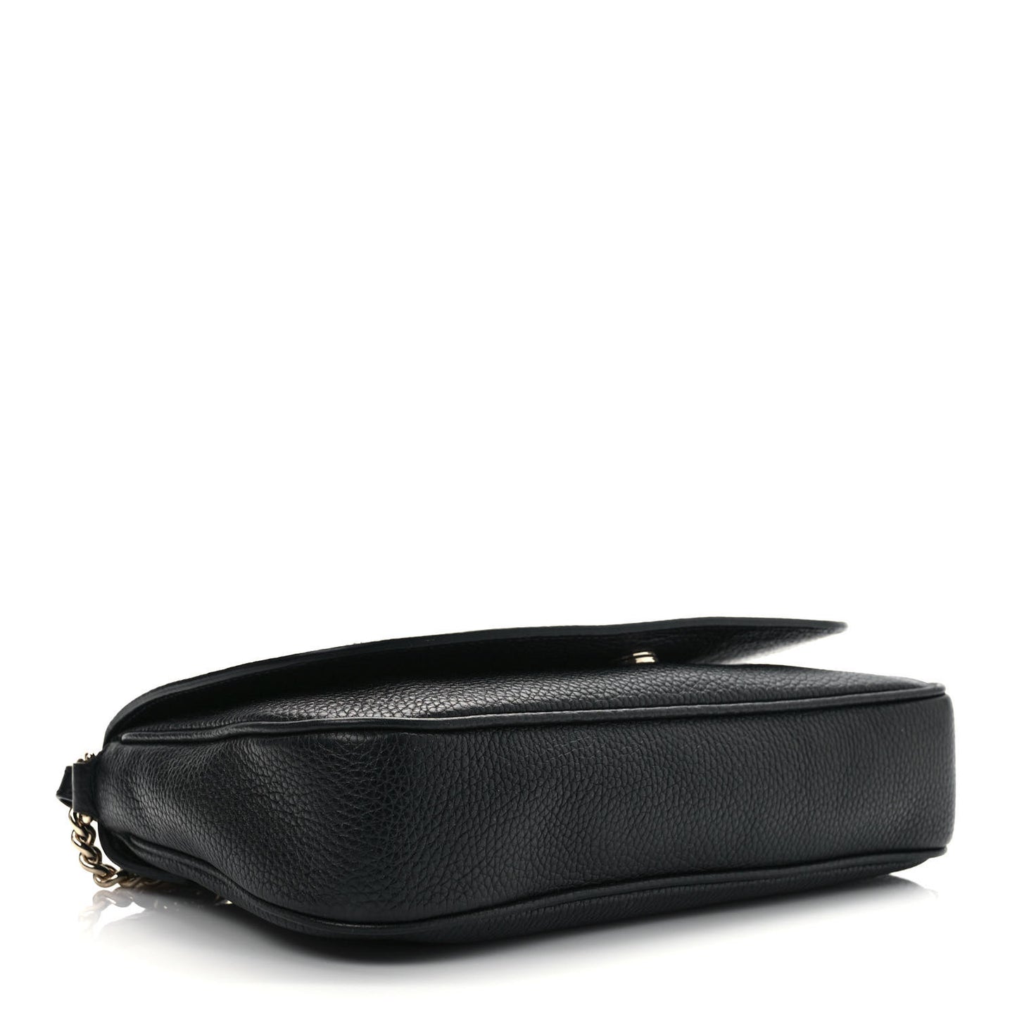 Pebbled Calfskin Medium Soho Flap Crossbody Black