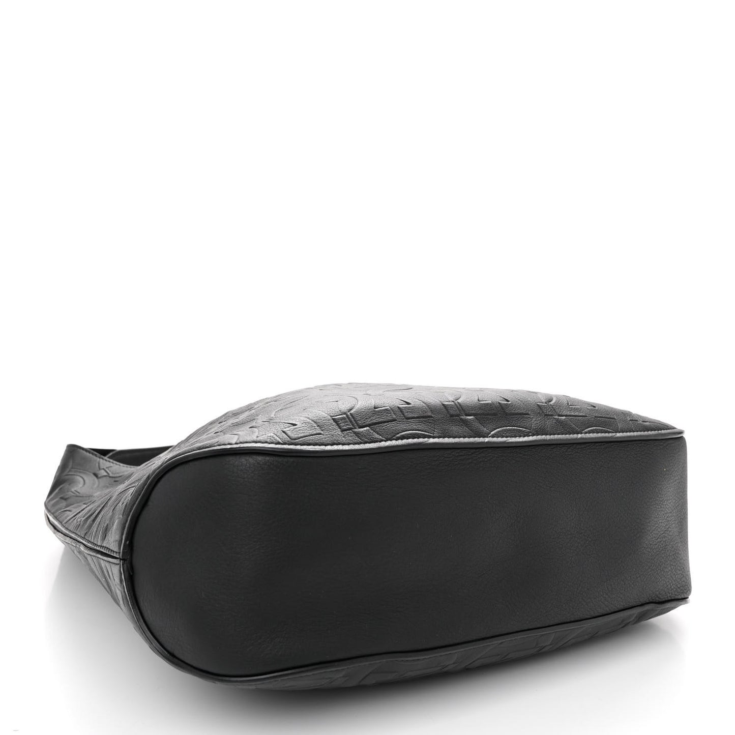 Calfskin Embossed Gancini Margot Hobo Black