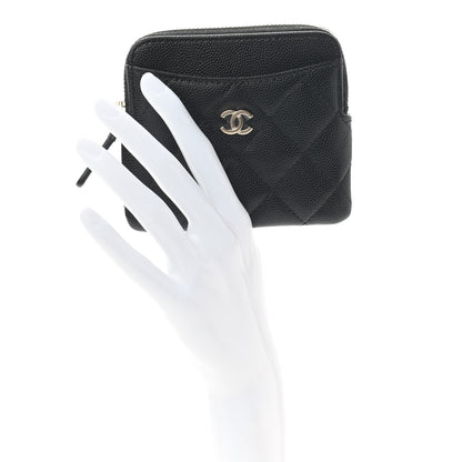 Chanel Caviar Quilted Zip Card Holder Wallet Black 2 of 9