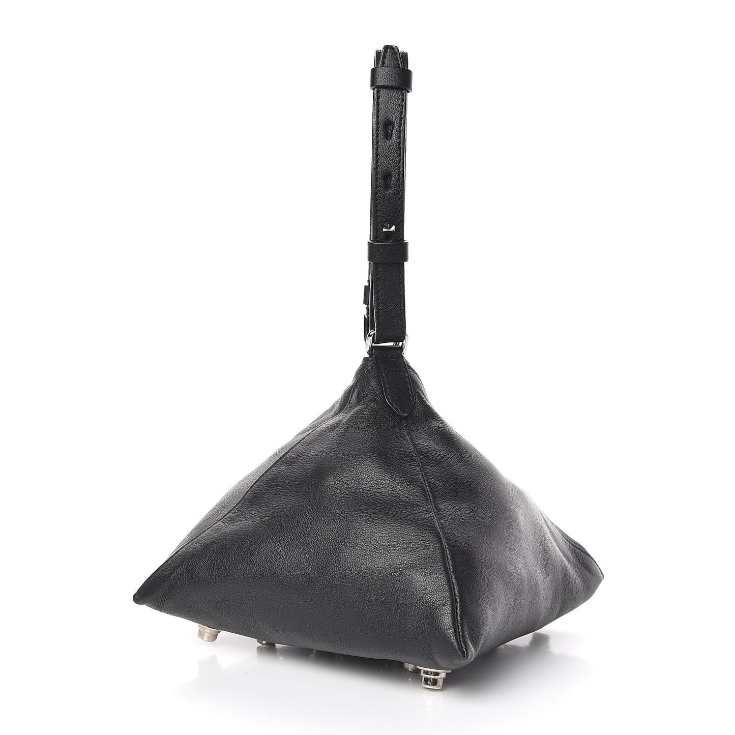 Lambskin Studded Triangle Wristlet Black