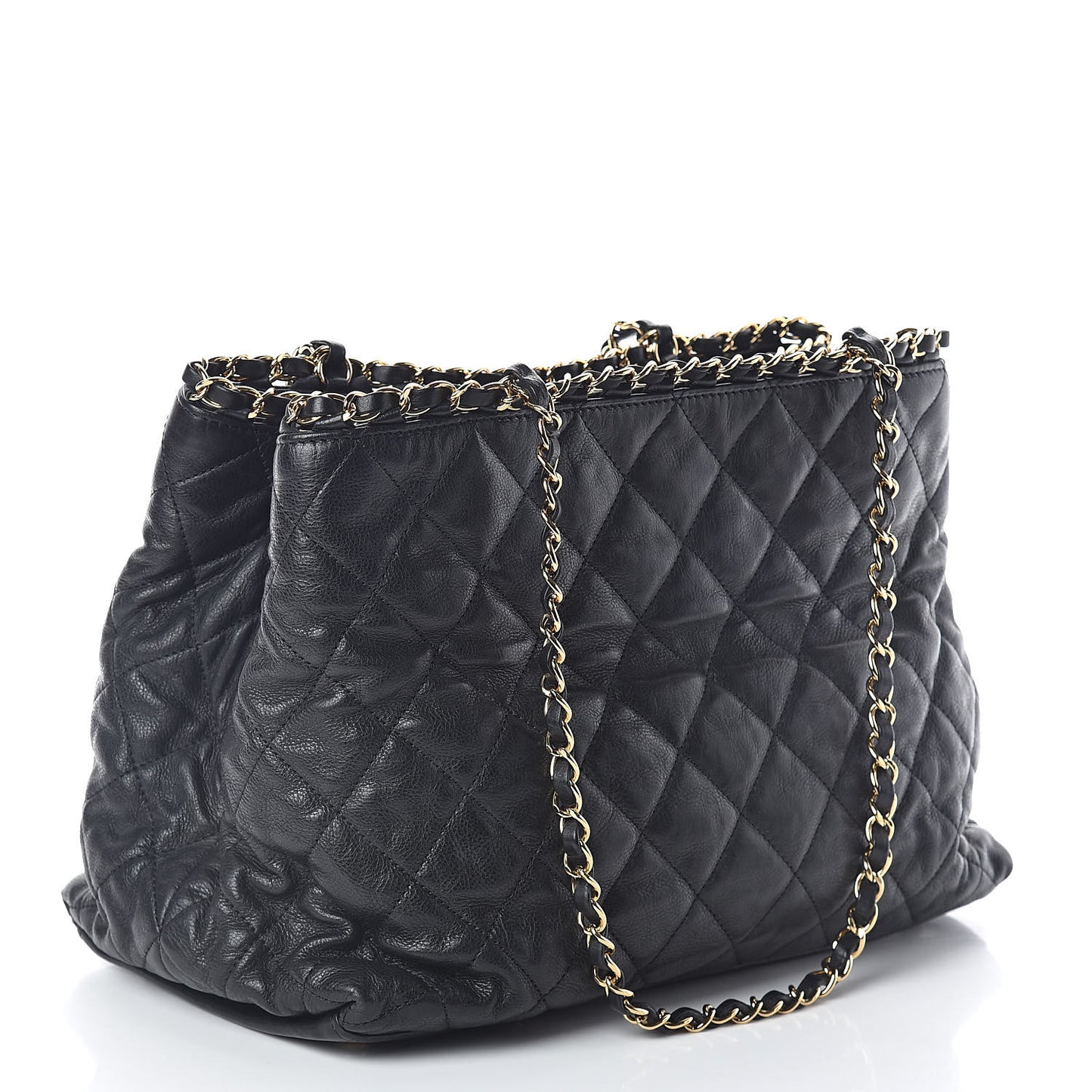 Calfskin Quilted Small Chain Me Tote Black