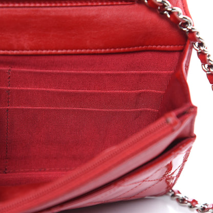 Chanel Patent Quilted Wallet On Chain WOC Red 17 of 19