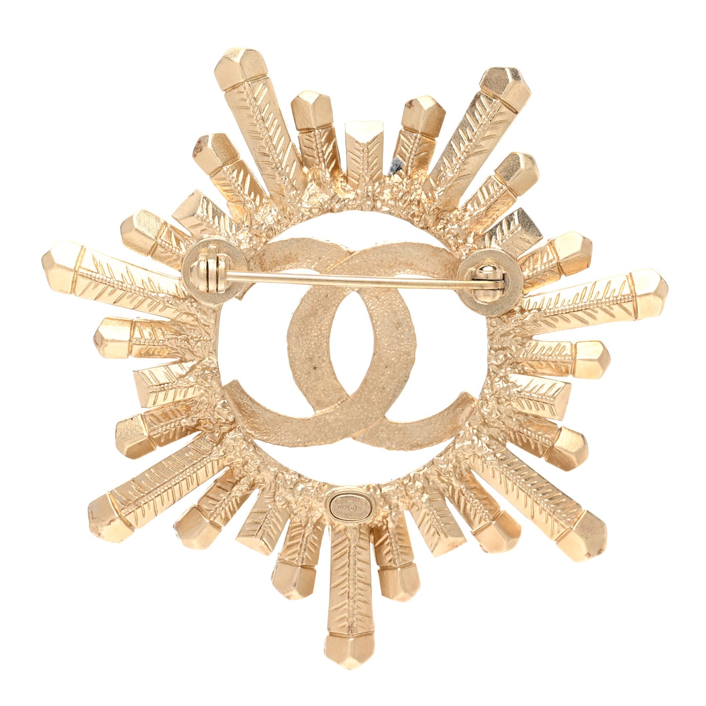 Crystal Baguette CC Brooch Light Gold