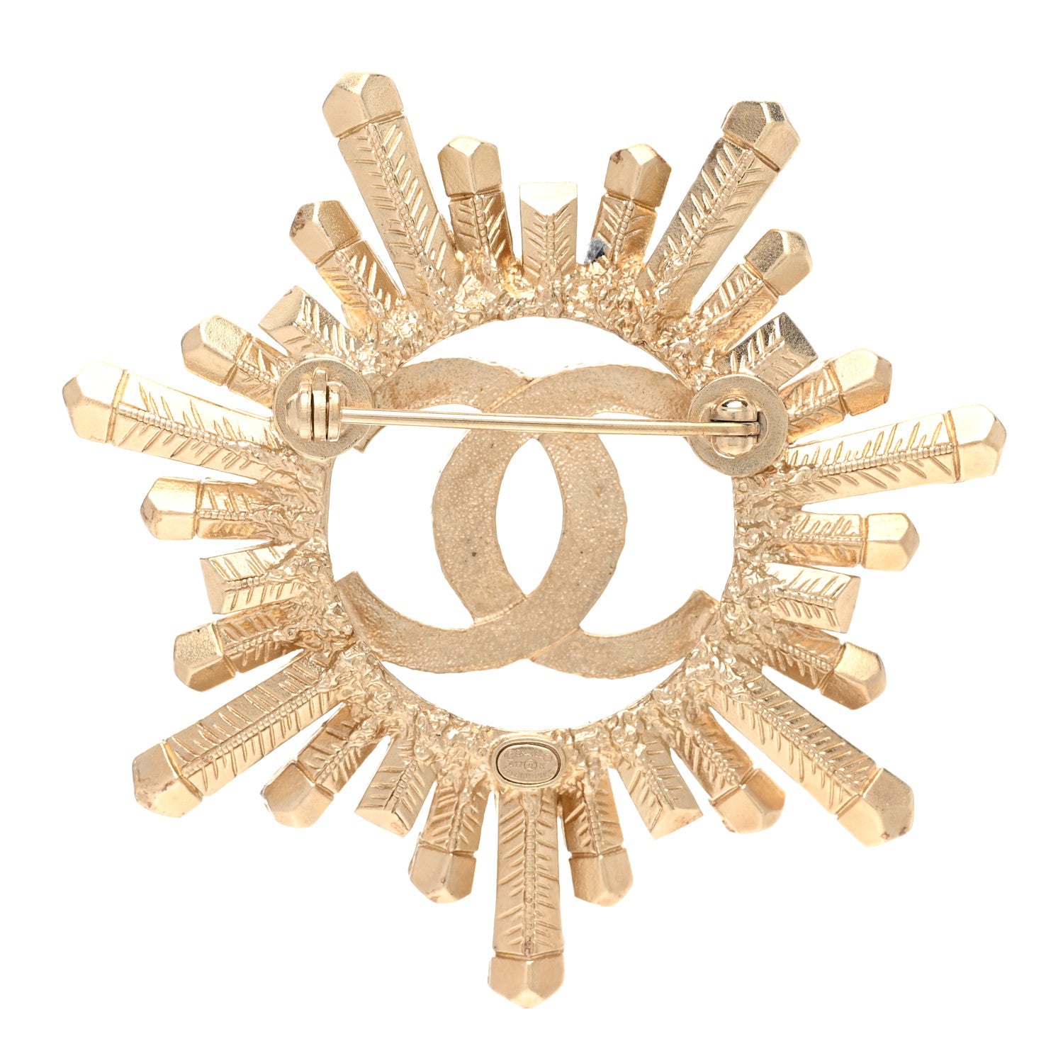 Chanel Crystal Baguette CC Brooch Light Gold 3 of 5
