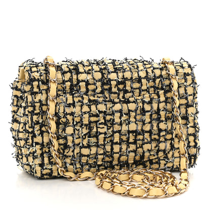 Chanel Tweed Quilted Mini Rectangular Flap Yellow Black 3 of 11