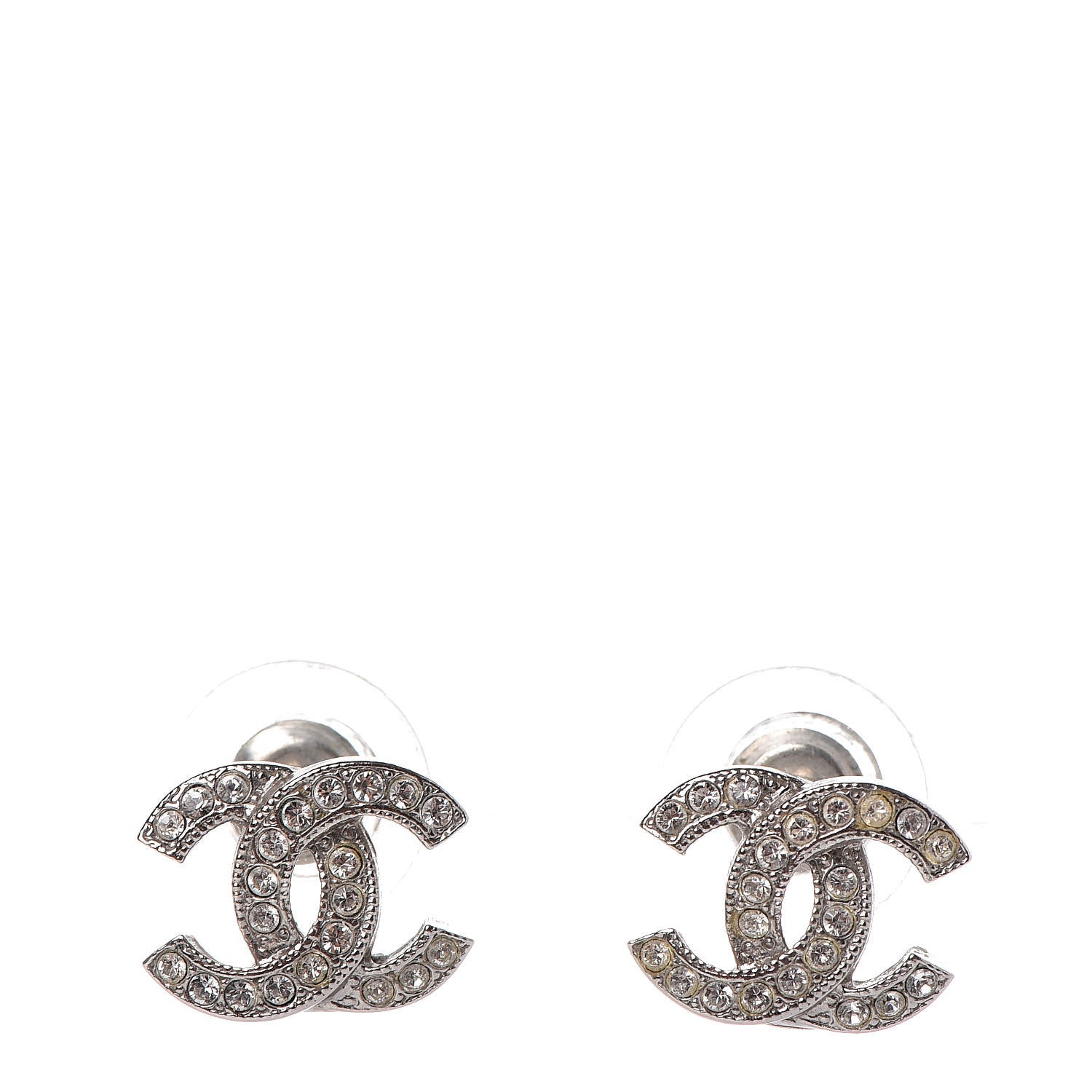 Chanel Crystal CC Earrings Silver 1 of 5