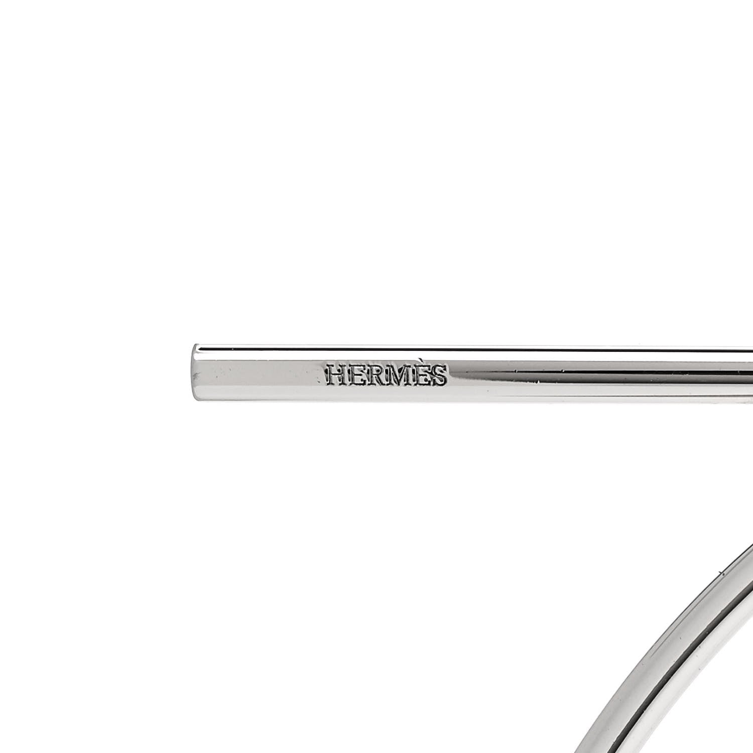 Hermes Sterling Silver TGM Loop Earrings 4 of 5