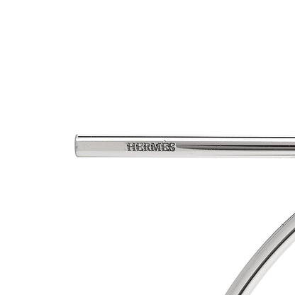 Hermes Sterling Silver TGM Loop Earrings 4 of 5