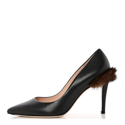 Fendi Calfskin Mink Fur Duo Decollete Pumps 36 Ebano Scan Brown 1 of 9