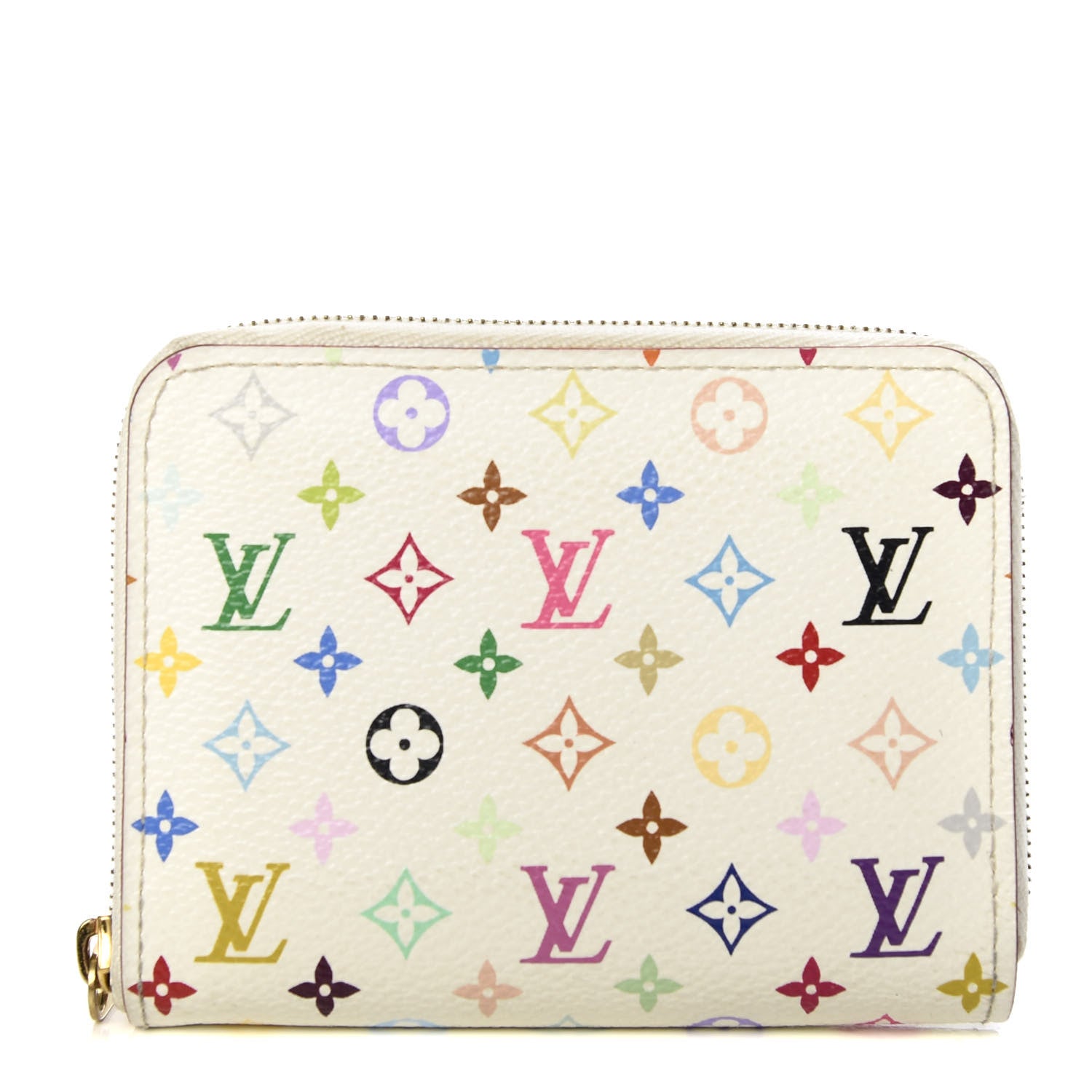 Louis Vuitton Monogram Multicolor Zippy Coin Purse Wallet White Litchi 1 of 7