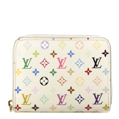 Louis Vuitton Monogram Multicolor Zippy Coin Purse Wallet White Litchi 1 of 7