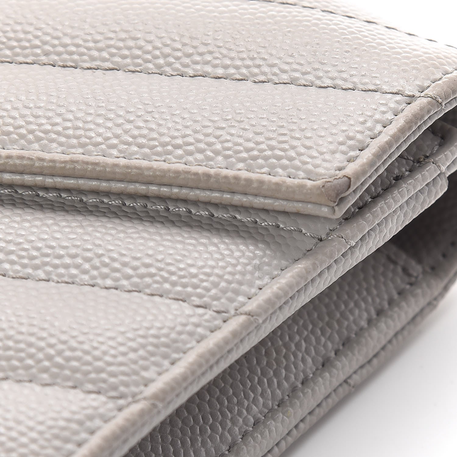 Saint Laurent Grain De Poudre Matelasse Chevron Monogram Flap Wallet Souris 10 of 11