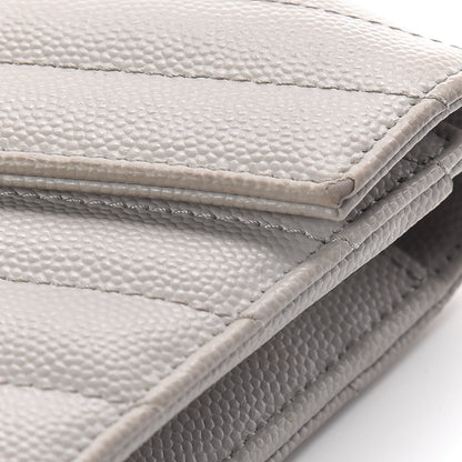 Saint Laurent Grain De Poudre Matelasse Chevron Monogram Flap Wallet Souris 10 of 11