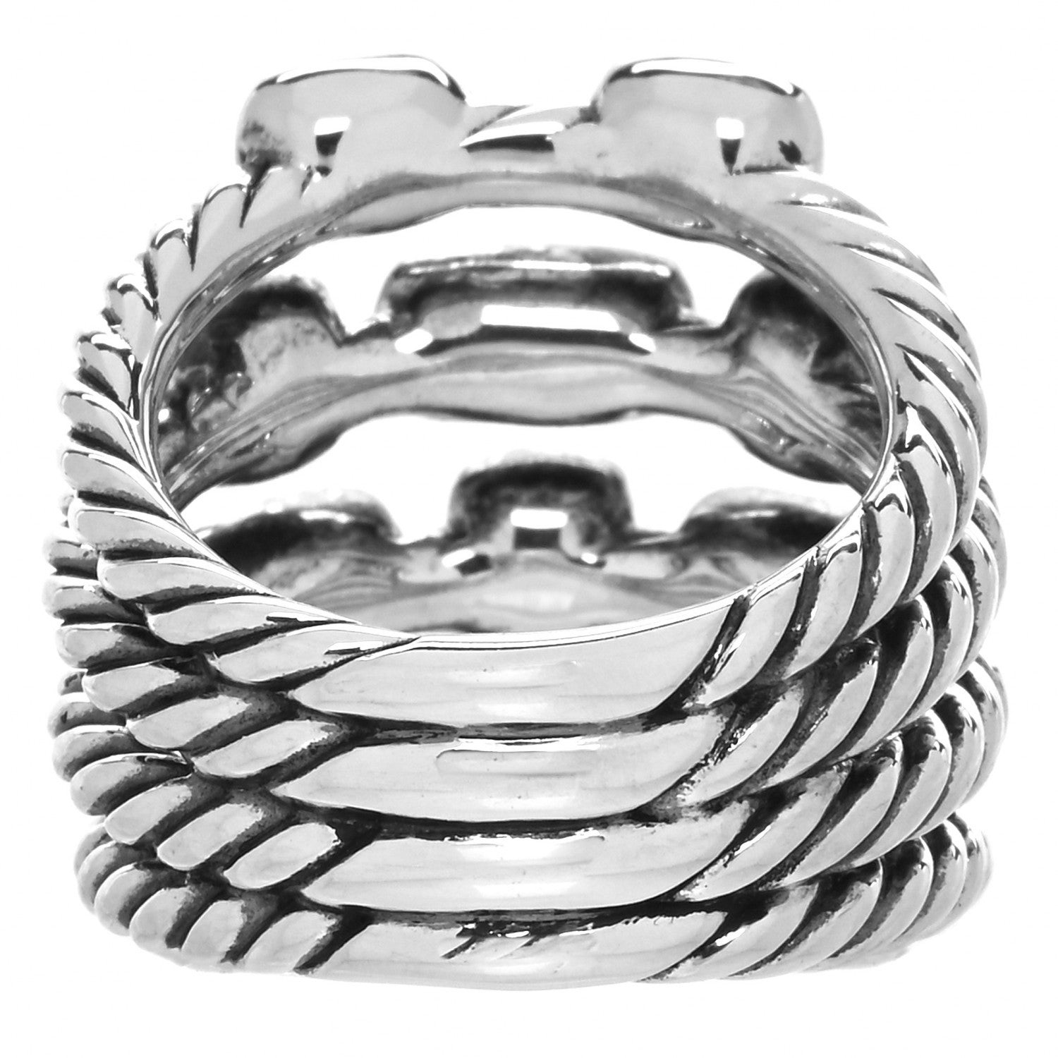 David Yurman Sterling Silver Diamond Confetti 4 Row Ring 49 4.75 3 of 4