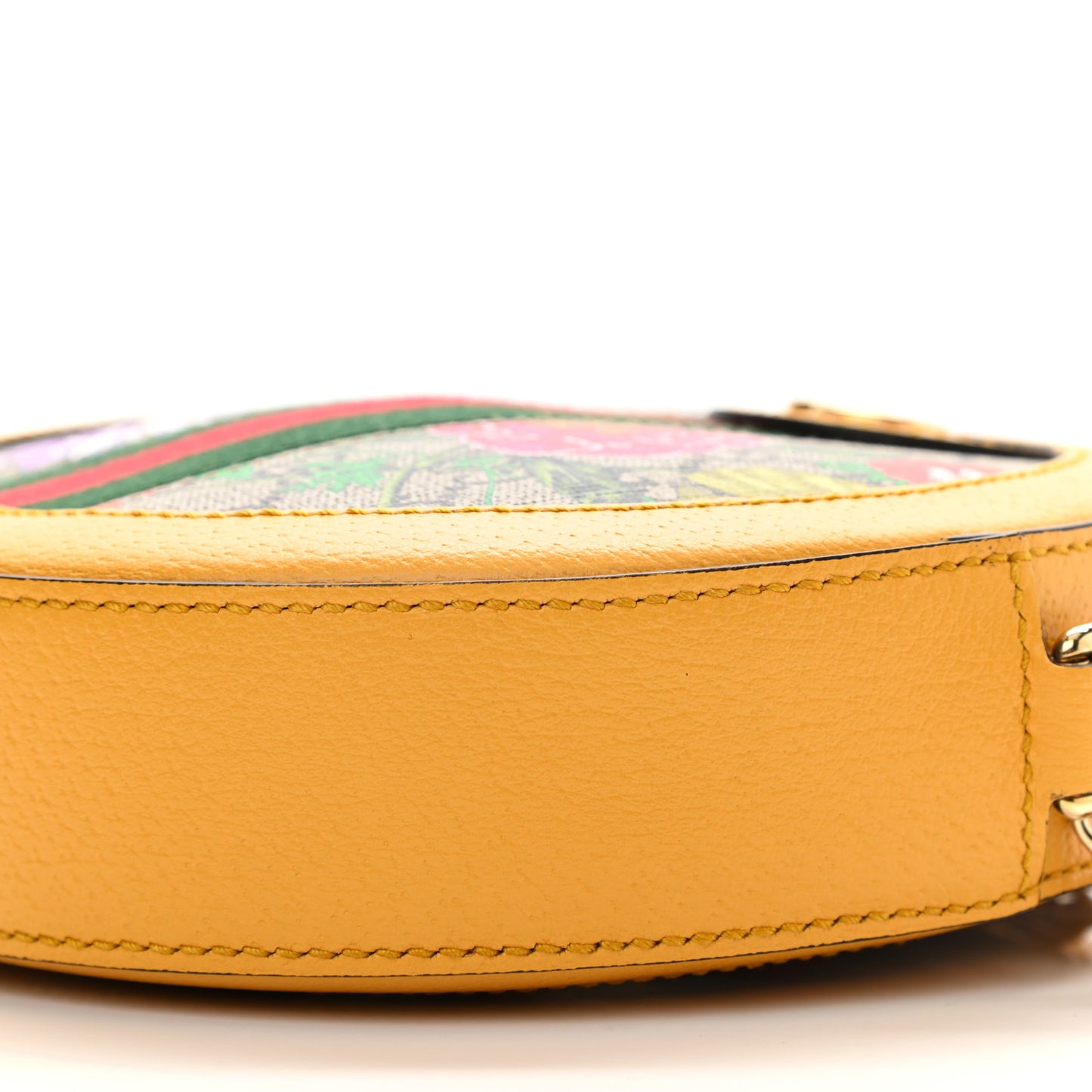 GG Supreme Monogram Flora Web Mini Ophidia Round Shoulder Bag Beige Multicolor Crop