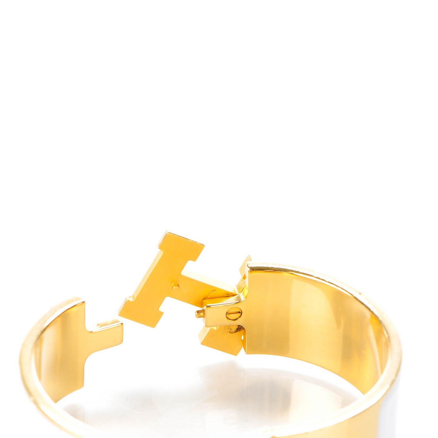Enamel Wide Clic Clac H Bracelet GM White