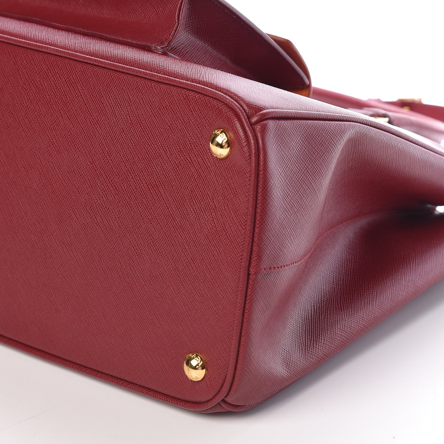 Prada Saffiano Lux Galleria Front Pocket Tote Cerise Papaya 8 of 9