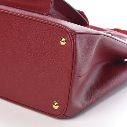 Prada Saffiano Lux Galleria Front Pocket Tote Cerise Papaya 8 of 9