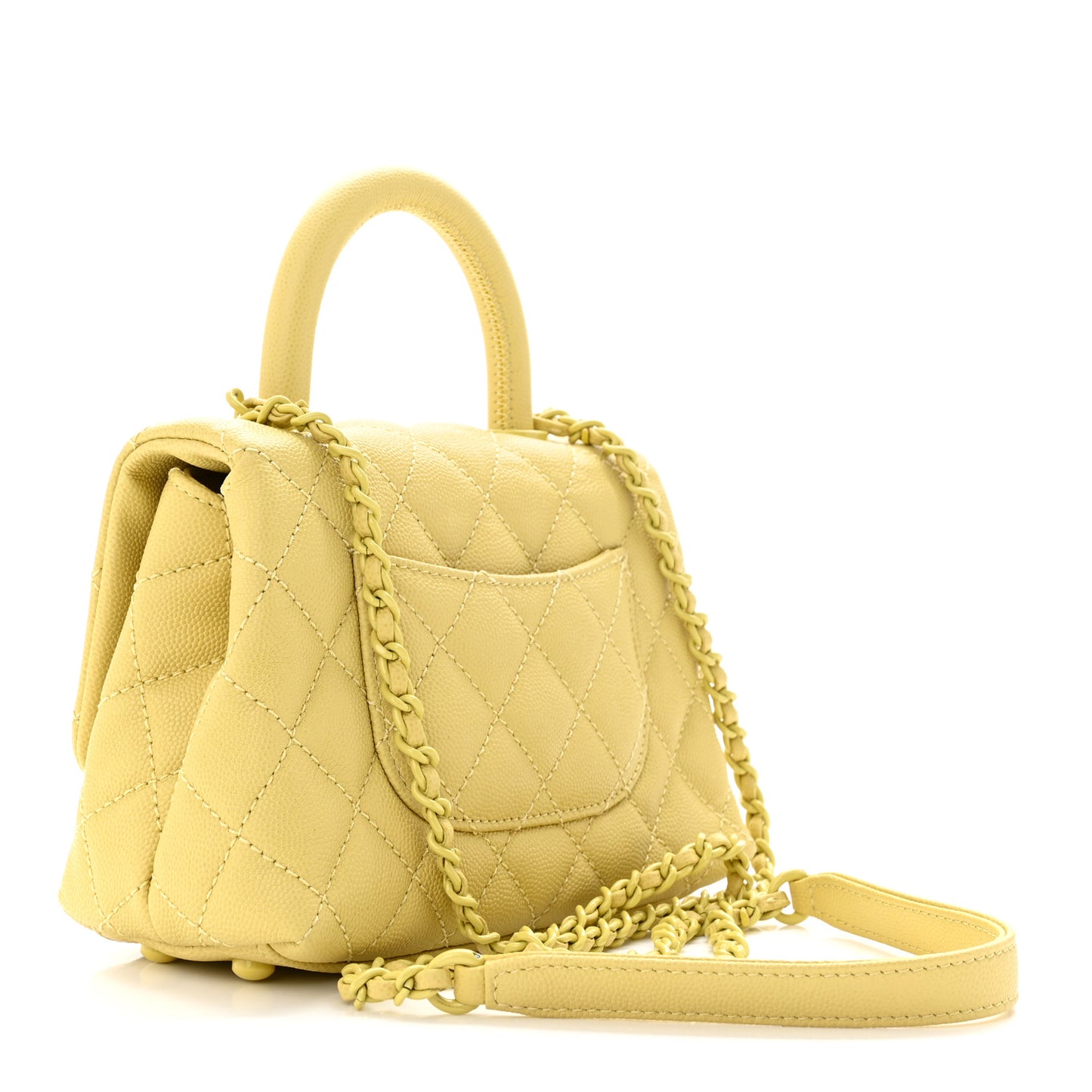 Caviar Quilted Incognito Extra Mini Coco Handle Flap Light Yellow