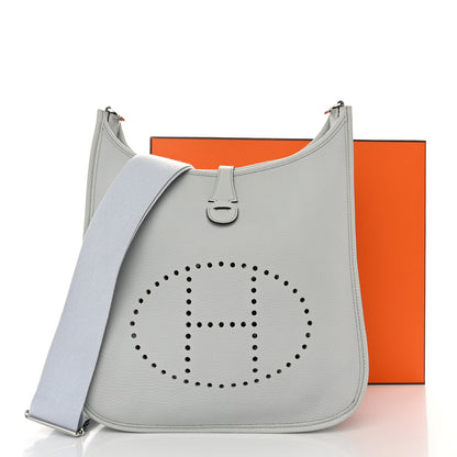 Hermes Taurillon Clemence Evelyne III PM Bleu Pale 11 of 11