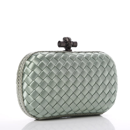 Bottega Veneta Satin Intreccio Impero Ayers Knot Clutch Green 3 of 6