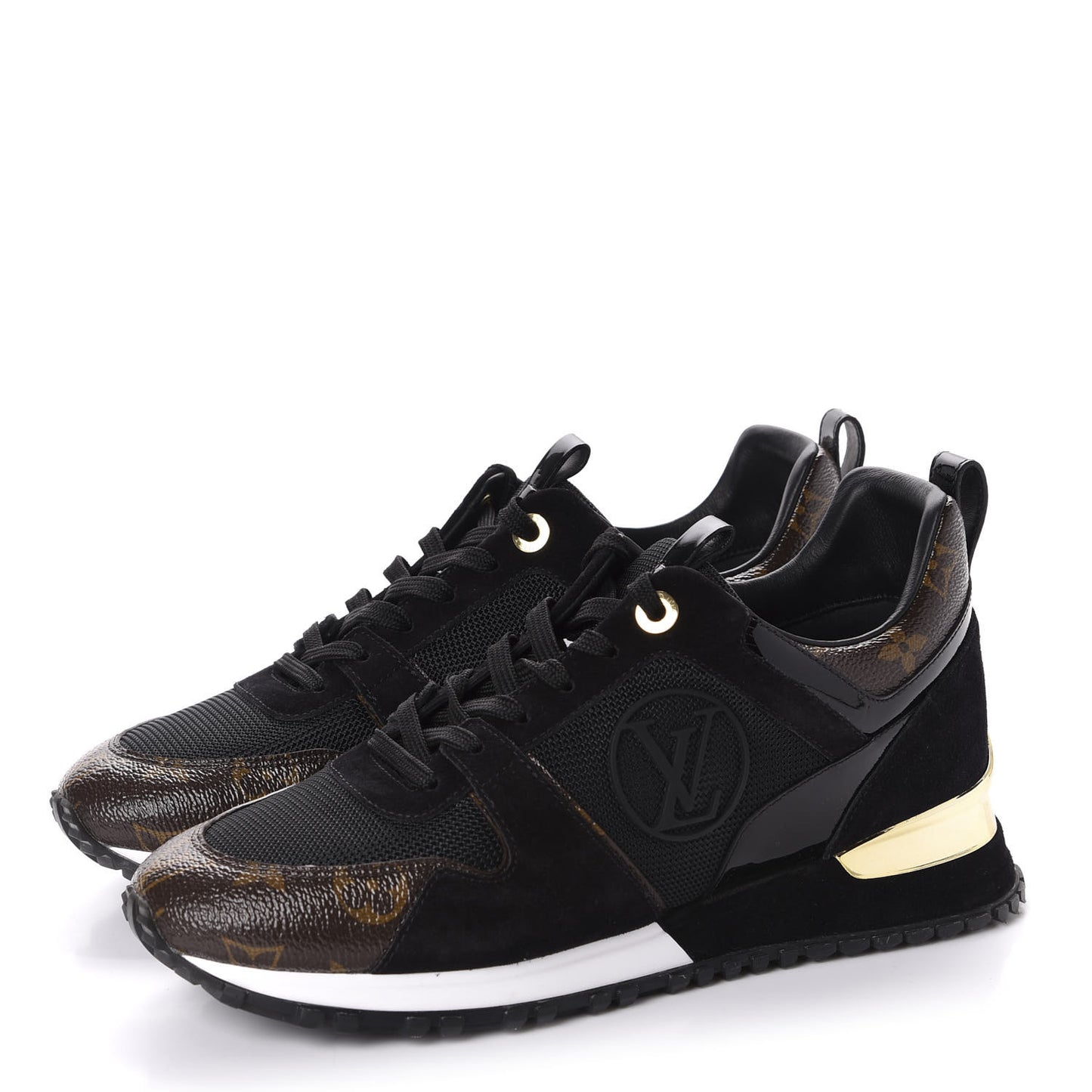 Suede Monogram Run Away Sneakers 39 Black