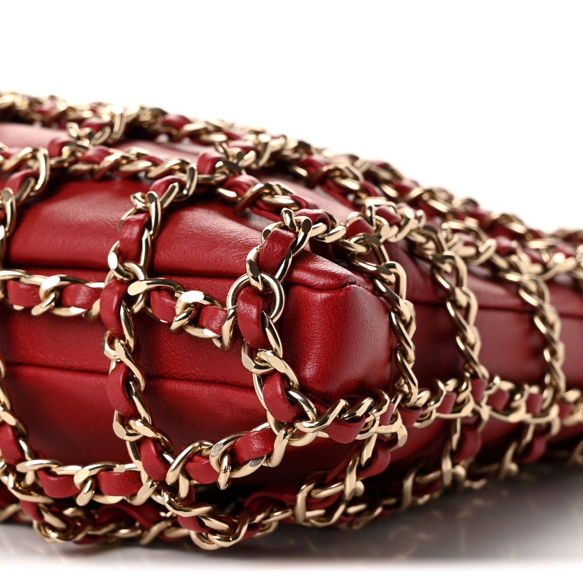 Chanel Lambskin Shopping Chain Tote Red 18 of 19