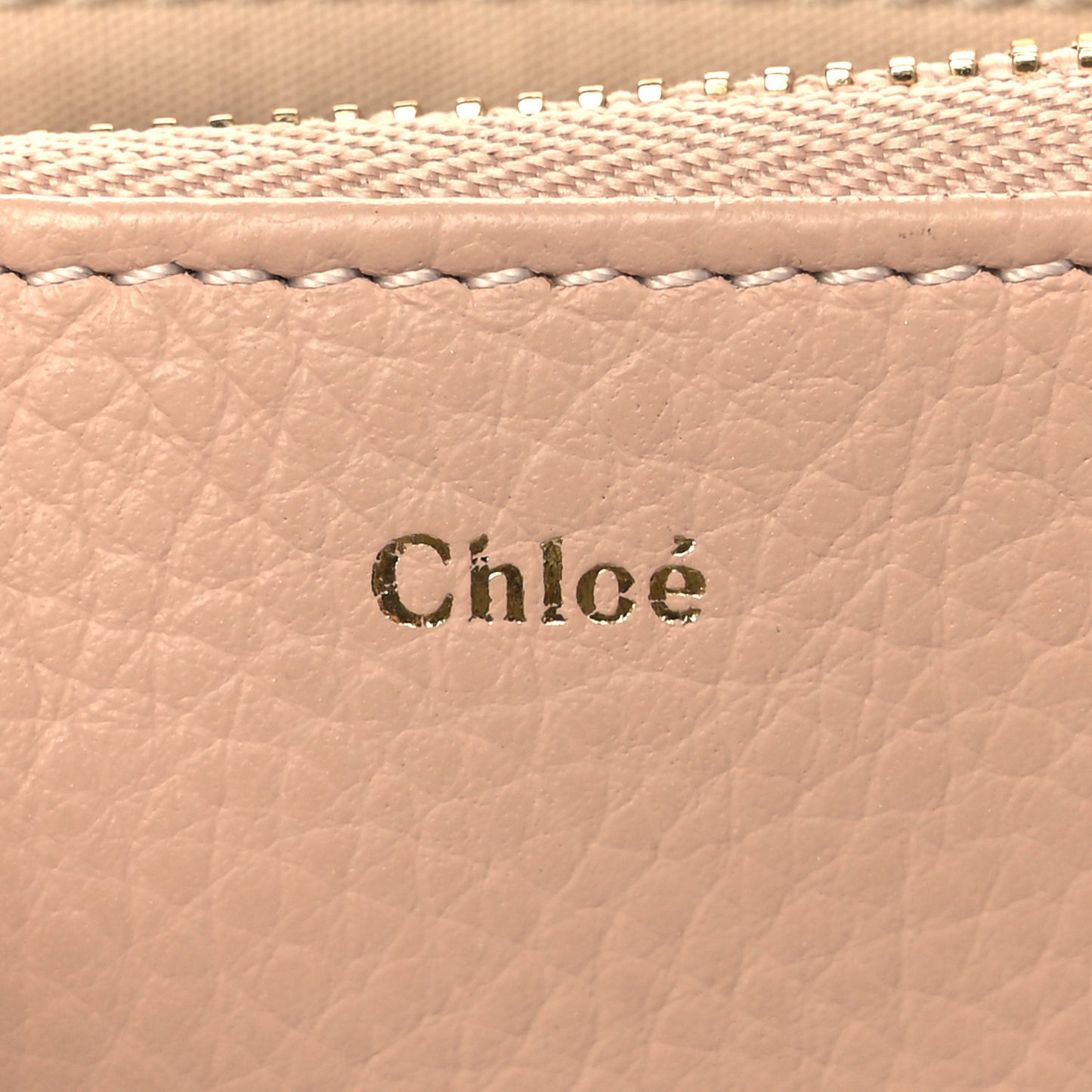Calfskin Alphabet Long Zipped Wallet Blush Nude