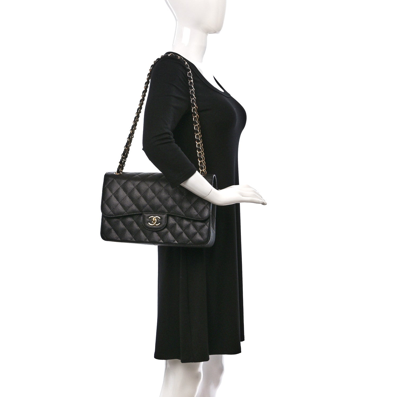 Chanel Caviar Quilted Jumbo Double Flap Black 2 of 9