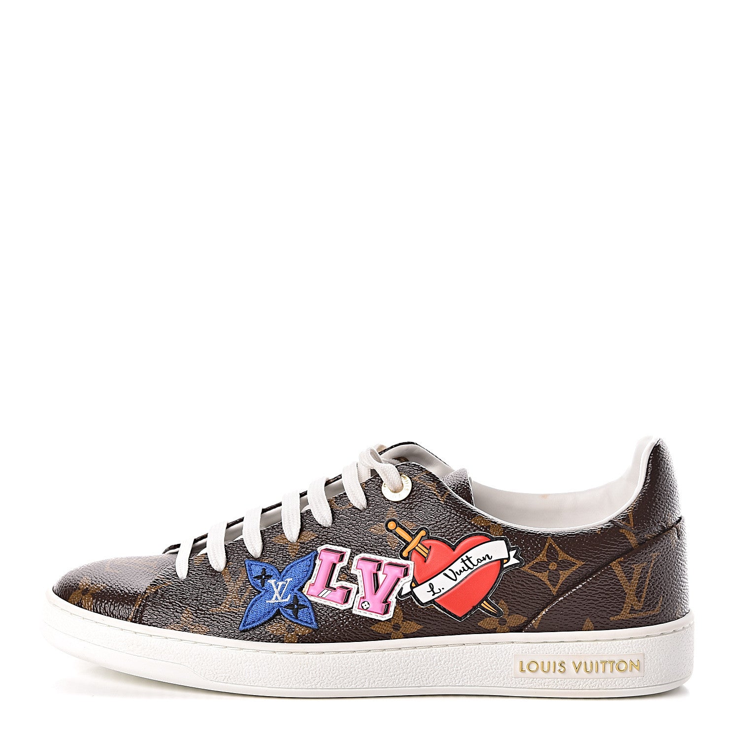 Louis Vuitton Calfskin Monogram LV Black Heart Sneakers 37.5 Cacao 1 of 9
