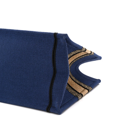 Christian Dior Raffia Souvenir Embroidered Medium Book Tote Blue Natural Multicolor 10 of 10