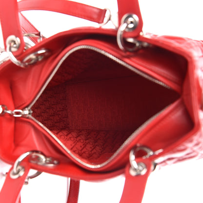 Christian Dior Lambskin Cannage Medium Lady Dior Red 7 of 12