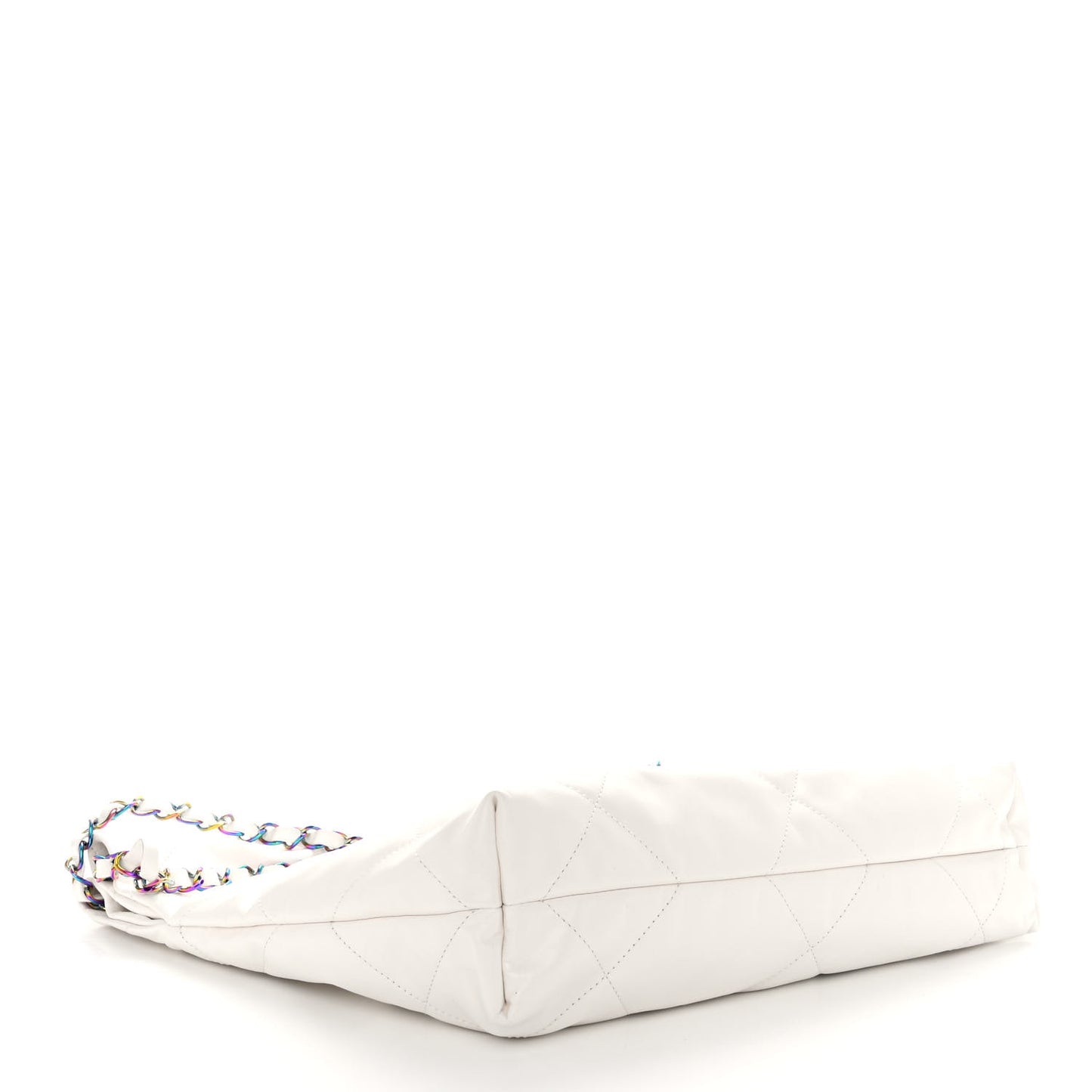 Shiny Calfskin Quilted Small Rainbow Chanel 22 White